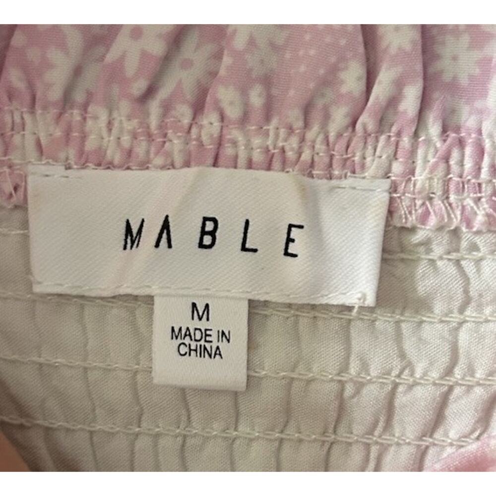 Mable Pink Smocked Maxi Dress Size Med Cottagecore Ditsy Floral Puff Sleeve Boho - Picture 10 of 10